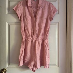 Pink Button-Up Romper - Medium